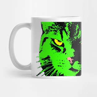 ANGRY CAT POP ART - GREEN BLACK YELLOW TRASPARENT Mug